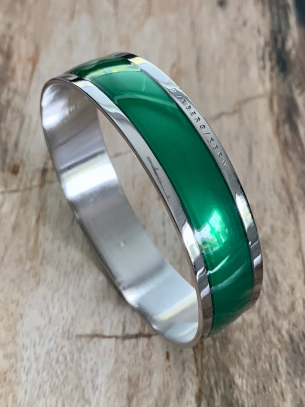 Dyrberg/Kern Aberdare green enamelled bangle bracelet